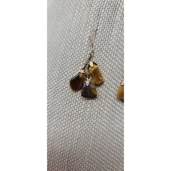 Vintage Tigers Eye Large Chip Dangly Earrings - Picture 2 of 3